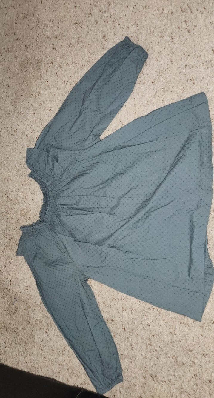 Sonoma Slate Gray Swiss Dot Smocked Neck Blouse For Woman Size L